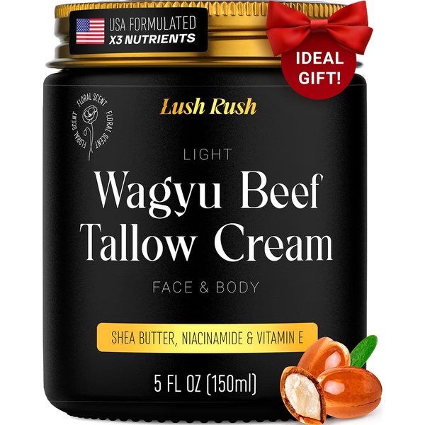 Lightweight Beef Tallow Moisturizer Cream 5OZ with Shea Butter, Vitamin E | Beef Tallow for Face & Body | Tallow Face Moisturizer & Beef Tallow Face Cream | Beef Tallow Lotion & Beef Tallow for Skin