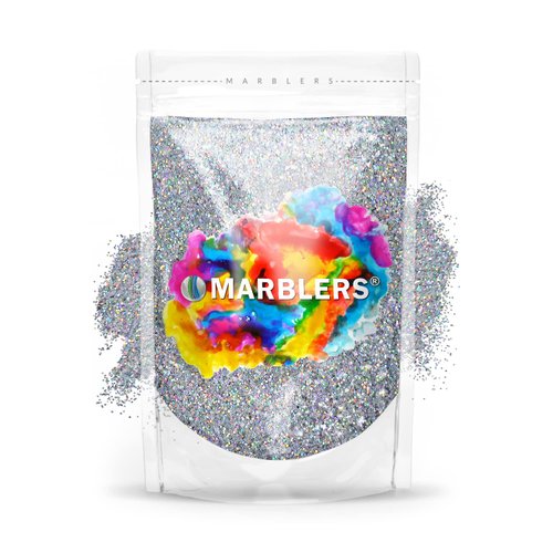 MARBLERS Holographic Glitter [Holo Silver] 3oz (85g) | Fine | Non-Toxic, Vegan, Cruelty-Free | Face, Body, Eyeshadow, Hair, Festival, Party Makeup | Nail Art, Polish | Resin, Tumbler, Slime, Craft