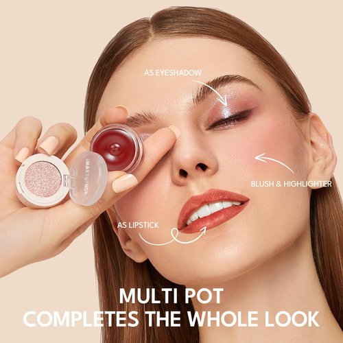 IMAKEUPNOW Cream Blush for Cheeks Eyes Lips, Creamy & Buildable Matte Finish 2 Color Set Face Makeup Stack - #001 + #002
