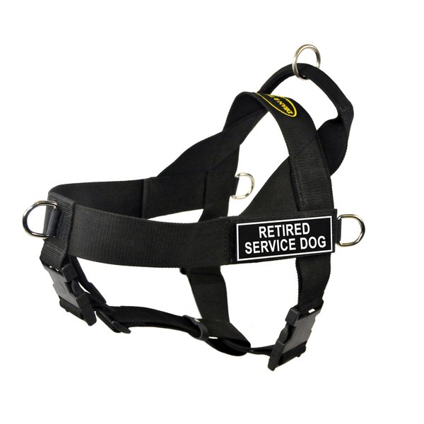 Dean & Tyler Universal No Pull 26-Inch to 32-Inch Dog Harness, Medium, Retired Service Dog, Black