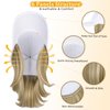 Lansigreen Baseball Cap with Hair Extensions Hat Wig Adjustable Hat Attached Short Straight 14" Synthetic Hairpiece for Women Ash Blonde Mix Bleach Blonde