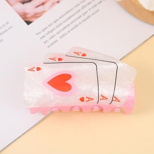 Pink Poker A Shape Hair Claw Clip Colorful Animal Non-Slip Hair Accessories 3" for Medium Thin Hair Women Girls