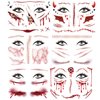 Oottati 6 pcs Scary Big Mouth Halloween Realistic Face Temporary Tattoo Stickers Horror Prank Props Blood Make Up Face Decals Cosplay Vampire Party Zombie for Men Women
