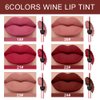 evpct Wine Lip Tint Stain 6 colors Set Long Lasting Waterproof, Mauve Light rosey nude Ruby red Dark red Light pink beige Red brown 6 Wine Bottles Shades Colored Lip Tint Stain Liquid Lipstick Set 04