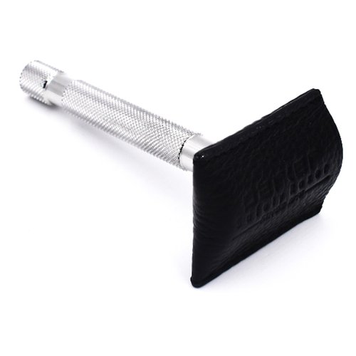 Parker Genuine Leather Double Edge Safety Razor Protective Sheath/Travel Cover - Fits all standard safety razors - Color: Black