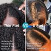 Amznlady Curly V Part Wig Human Hair Brazilian Virgin Human Hair Wigs for Black Women Upgrade U Part Wig Glueless Full Head Clip In Half Wig V Shape Wig No Leave Out 180% Density Natural Color 22 Inch