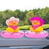 MuMyer Cowboy Car Rubber Duck Yellow Duck Dashboard Decoration Cool Duck Car Ornaments with Mini Cowboy Hat Scarf Sunglasses Swim Ring(Pink&White)