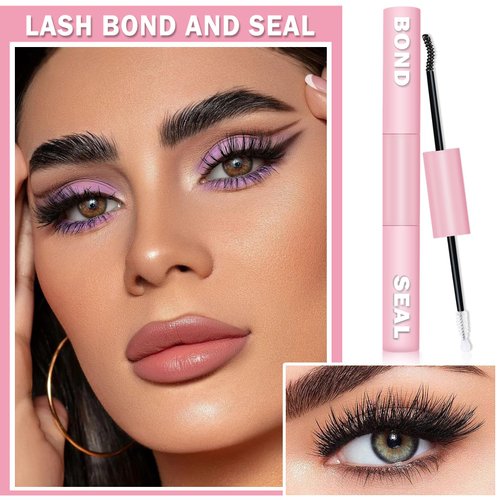 ZHISHUDL Lash Bond and Seal Lash Glue Waterproof Long Lasting 2 in 1 Lash Extension Glue for DIY Cluster Lash False Strip Lashes Individual Lash Clusters Fake Eyelashes - Pink