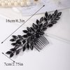 Missgrace Women's Handmade Gothic Black Full Rhinestones Side Hair Comb for Prom Party Special Occasion Punk Headpiece, Black 3