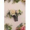 Kercisbeauty Women White Rose Flower Hair Comb Wedding Green Hair Accessories for Brides Bridesmaid Bun Hair Piece