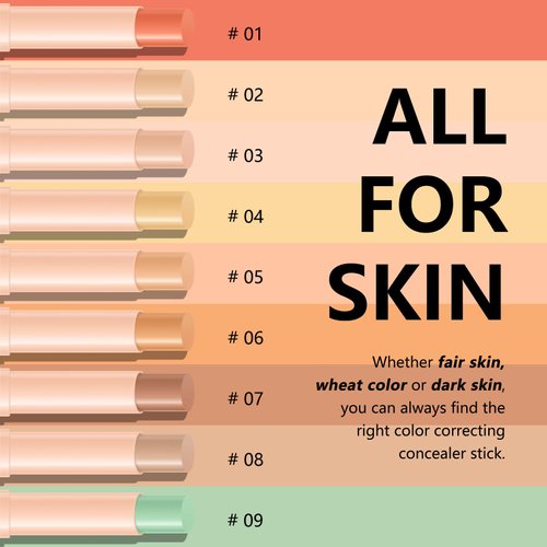 FREEORR Orange Color Correcting Concealer Stick,Under Eye Corrector for Dark Circles & Conceals Blemishes Orange Color Corrector Pen,Smooth Buildable,2.5g/0.08oz,01