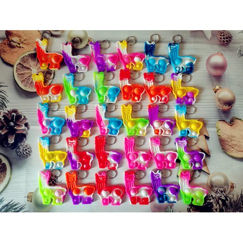 Roaqua 30 Packs Bulk Animal Fidget Mini pop Rainbow Keychain for Friend Birthday Summer Party Favors and Holiday Children Kids Students Prize