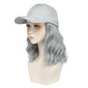 AliRobam Hat with Natural Wave hair Extensions attached for woman Baseball cap wig Short Bob Hairstyle Adjustable Wig (Grey)