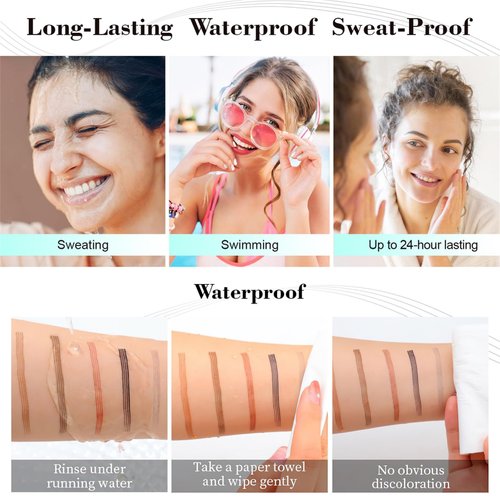 Eyebrow Pencil with 4 Tip Microblade, Smudge-proof Natural Eyebrow Hair, Eyebrow Pen Micro Brow Pencil Lift Snatch Eyebrow Eye Makeup (Light Brown)