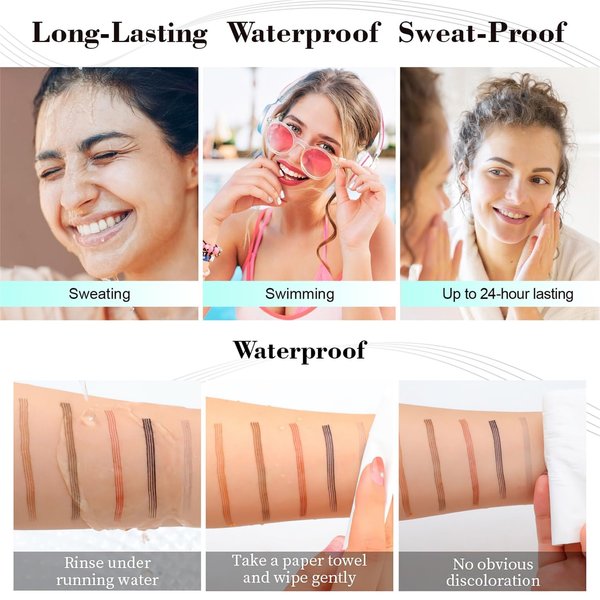 Eyebrow Pencil with 4 Tip Microblade, Smudge-proof Natural Eyebrow Hair, Eyebrow Pen Micro Brow Pencil Lift Snatch Eyebrow Eye Makeup (Light Brown)