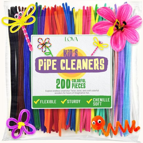 Pipe Cleaners Craft (200 Pcs), Craft Pipe Cleaners Bulk, Pipe Cleaner Craft, Pipe Cleaners for Craft, Chenille Stems, limpia Pipas para manualidades, Pipecleaners Craft, Chenille Pipe Cleaners