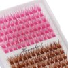 Hannahool Colorful Cluster Lashes Extensions Mixed Brown/Rose red Color Individual False Eyelashes 144 Clusters Wide Stem Volume Color Eyelashes Beauty Tools (12mm)
