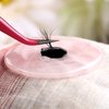 Bememo 2 Pieces Jade Stone for Lash Glue Eyelash Extension Round Jade Stone Lash Glue Holders Adhesive Pallet Fake Eye Lash Holder Base 2 Inch (Pink)