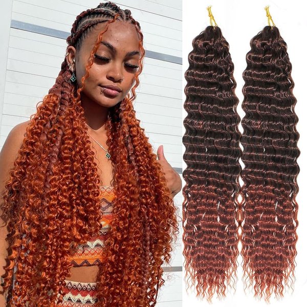 30 Inch Long Deep Wave Synthetic Crochet Hair T350 Ocean Crochet Hair Extensions 5 Packs Boho Box Braids Crochet Hair For Women Ocean Wave Hair