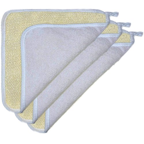 3 pcs/Set Soft Weave Home Spa Exfoliating Face and Body Wash Cloths, Dual-Sided with Exfoliating Scrub and Soft Terry Cloth - Shower Scrubber - Remove Dead Skin - Great for Skin Care in The Bath