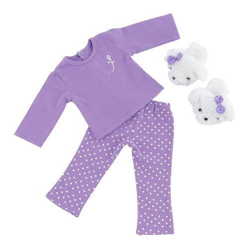 Emily Rose 18 Inch Doll Pajamas PJs Outfit Set, Including 18" Doll Puppy Slippers Accessory! | Gift Boxed! | Compatible with American Girl Dolls