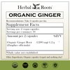Herbal Roots Ginger Supplement | Organic Ginger Root Capsules | 1,200 mg of Pure Ginger Powder per Serving | 60 Vegan Capsules