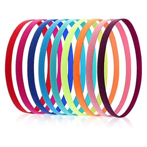 JJLFresheners 6Pcs Thin Elastic Headbands Colored Skinny Stretchy Headbands Hair Accessories for Women Girls Yoga Sports Hair Band with Non Slip Silicone Grip Athletic Headbands for Women