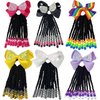 Kids Ponytail Hair Extension Braid Girls Braided Ponytail Hair Extension Clip On Go For Girls Beads,Black Hair Band & Bow Included,Detachable and Reusable (black)
