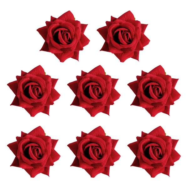 Topbuti 8 Pcs Rose Hair Clip Flower Hairpin Rose Brooch Floral Clips, 2.75" Rose Flowers Mexican Hair Flowers Pin up Headpieces for Woman Girl Halloween Wedding Party Valentine Mother's Day Gift (Red)