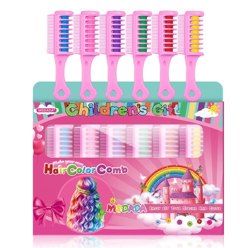 New Hair Chalk Comb for Girls and Kids with light hair, Washable Temporary Hair Color Dye for Kids Ages 5 6 7 8 9 10+ Birthday Party Gift Cosplay DIY, Christmas, Halloween