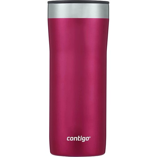 Contigo Streeterville Stainless Steel Vacuum-Insulated Tumbler with Straw and Splash-Proof Slider Lid, Keeps Drinks Hot up to 8hrs or Cold for 24hrs, Great for Travel/Work/School, 24oz Dragonfruit