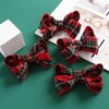 4PC Christmas Hair Bow Clips for Women Girls 4 Inch Party Dress up Hair Accessories Red with Green Plaid
