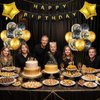 24PCS Black Gold Birthday Decorations Gifts for Men Husband Father Black Gold Happy Birthday Banner Balloons Star Foil Balloons Crown, Birthday King Cake Topper and Sash for Birthday Party Supplies