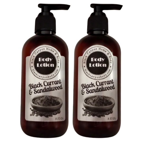 Black Canyon Black Currant & Sandalwood Scented Luxury Body Lotion with Lanolin and Jojoba Oil, 8 Oz (2 Pack)