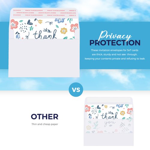 ACSTEP 50PACK 5 X 7 Envelopes, White A7 Envelopes Self Seal for Weddings, Invitations, Photos, Postcards, Greeting Cards Mailing,Baby Shower, Graduation