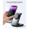 ESSAGER 3 in 1 Foldable Travel Wireless Charger Compatible with iPhone 16/15/14/13/12 Series, 15W Magnetic Wireless Charging Station for Desk for Airpods 4/3/2/Pro, iWatch with 20W Adapter