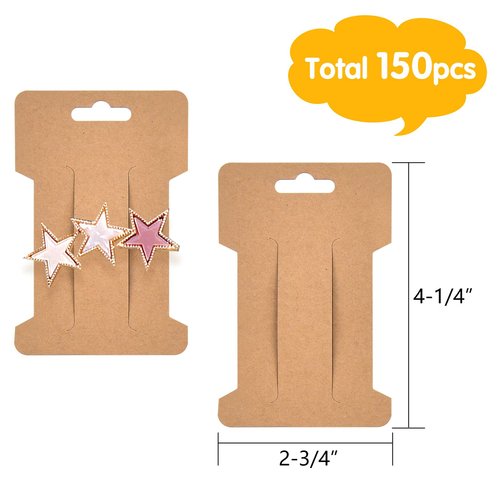 Coopay 150 Pieces Hair Clip Display Cards Hair Bow Display Holder Rectangle Hair Barrettes Jewelry Hair Accessories Display and Organizing, Kraft Paper Cards, 4-1/4 x 2-3/4 Inches