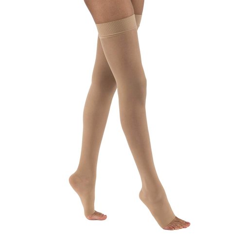 JOBST 119764 UltraSheer Thigh High with Silicone Dot Top Band, 15-20 mmHg Compression Stockings, Open Toe, Small, Natural