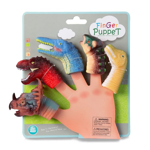 Dinosaur Finger Puppets Toys,Soft Rubber Bath Animal Head Finger Toys, Dinosaur Pinata Stuffers, Dinosaur Birthday Party Supplies Favors Decorations for Kids Toddlers Boys Girls (DinosaurPuppet_KB10)