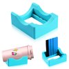 Silicone Cup Cradle with Built-in Slot for Crafts Use to Apply Vinyl Decals for Tumblers, Small Stand Cup Holder with Felt Edge Squeegee for Bottles（Cyan)