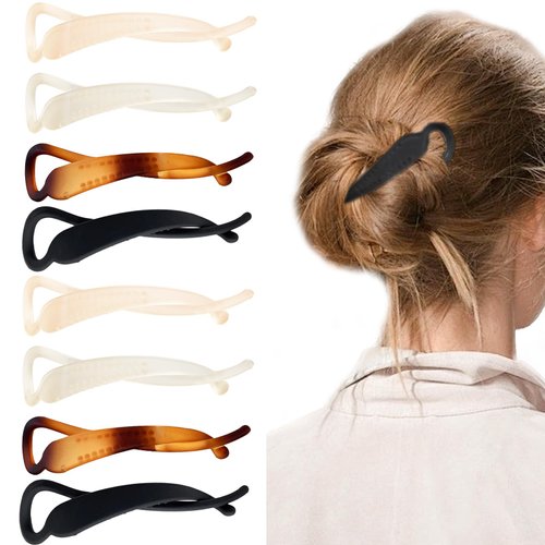 8 PCS Minimalist Twist Banana Hair Clips Plastic Frosted French Hair Claw Clips Acrylic Flat Barrette for Thin Hair All Hair Types Fashion Ponytail Holder Hairpins for Women Girls Hair Accessories