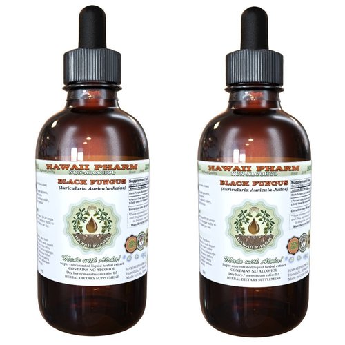 Black Fungus (Auricularia Auricula-Judae) Glycerite, Dried Fungus Alcohol-Free Liquid Extract, HEI Mu Er, Glycerite Herbal Supplement 2x2 oz
