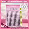 Yawamica Manga Lash Clusters DIY Eyelash Extensions Fairy Eyelash Clusters C Curl Spiky Anime Lashes Wispy Individual Lashes 8-16mm with 5-6mm Bottom Lashes Clusters for Manga Lash look