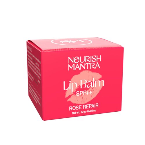 NOURISH MANTRA Rose Repair Lip Balm With Spf/Made With Rose Extracts, Olive Oil, Shea Butter, Vitamin E And Avocado Oil/For Dry, Chapped And Dark Lips/ 12Gms (Pink, Red)