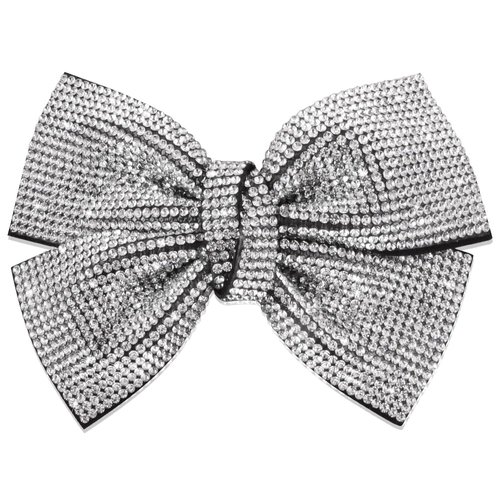 AHONEY 1 Pack Silver Hair Bows for Women Hair Bow Clip, Hair Bling Glitter Hair Clips Sparkly Barrettes for Women Girls Holiday Hair Accessories Christmas Gift