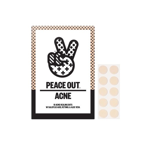 Peace Out Skincare Acne Dots, Hydrocolloid Pimple Patches Help Clear Blemishes Overnight, Award Winning Fast Acting Anti-Acne Solution (10 dots)