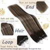 Ugeat Microlink Hair Extensions Real Human Hair Balayage Dark Brown to Ash Blonde Mix Brown Microring Hair Extensions Human Hair Silky Straight Micro Bead Human Hair Extensions 20 Inch 50s