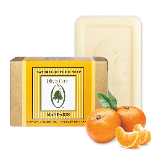 Olivia Care Premium Mandarin Bath & Body Bar Soap Organic, Vegan & Natural Olive Oil Repairs, Hydrates, Moisturizes & Deep Cleans Vitamin C Good for Sensitive Dry Skin Made in USA 8 OZ – (4 PACK)