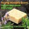 CARACAL Clarysweet Vegan Herbal Natural Soap Bar for Men Women (3-Pack) Strong Woodsy Bay Laurel, Clary Sage, Nettle, Olive, Castor Oils & Shea Butter
