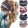 Olbye Nurse Headbands with Buttons for Mask Wide Boho Head Bands Knotted Turban Headband Non Slip Elastic Hairbands Workout Head Wraps Yoga Hair Scarfs Bohemian Hair Accessories for Women Girls 4Pcs